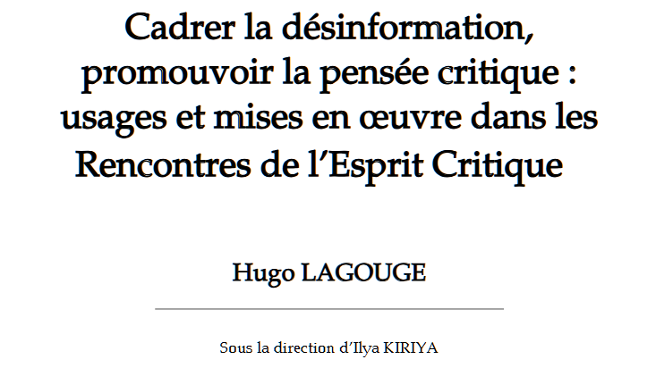 Mémoire sur « le champ français de l&rsquo;esprit critique »